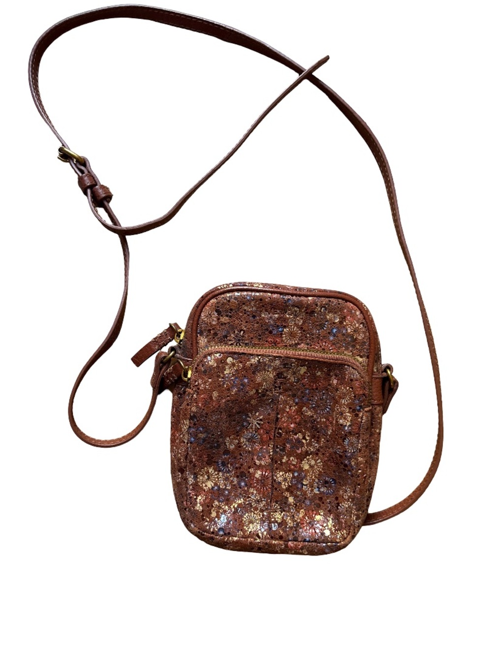 Glitter Floral Brown Crossbody Bag - American Leather Co.